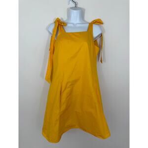 Topshop Yellow Tie Strap Mini Dress w Pockets Size 8 Cotton